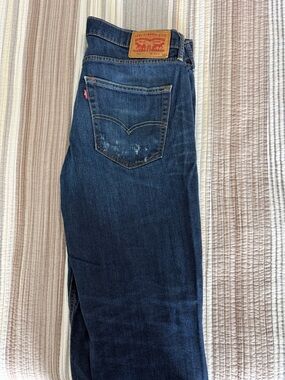 Levi's Dark Blue Straight Leg Jeans with Leather Patch